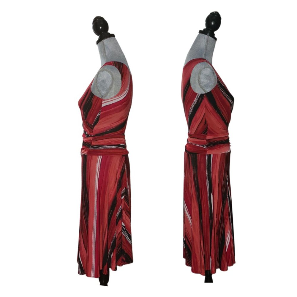 Alyn Paige Wrap Dress V-Neck Surplice Wrap Midi Dress | EUC | S | Red BlacK WHT - Picture 2 of 9